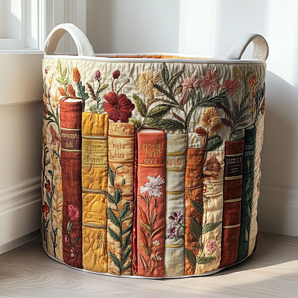 Bookish Garden Quilted Laundry Basket