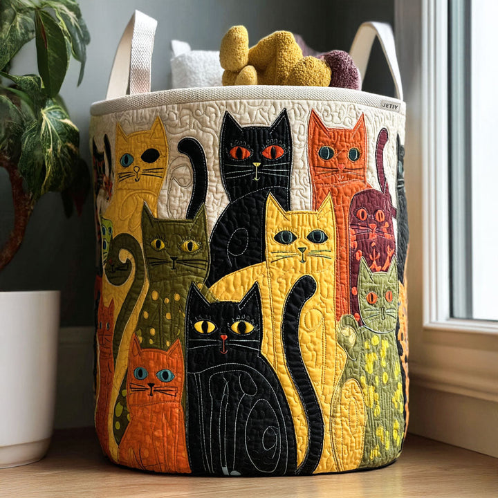 Cat Quilted Laundry Basket