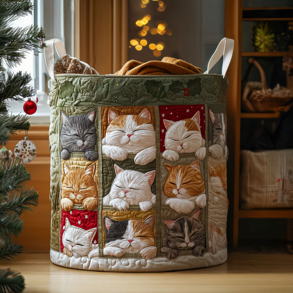 Cozy Kitty Quilted Laundry Basket