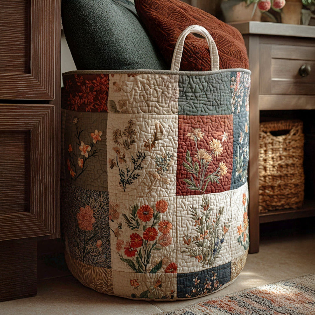 Flower Quilted Laundry Basket