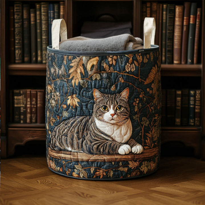 Cozy Cat Quilted Laundry Basket