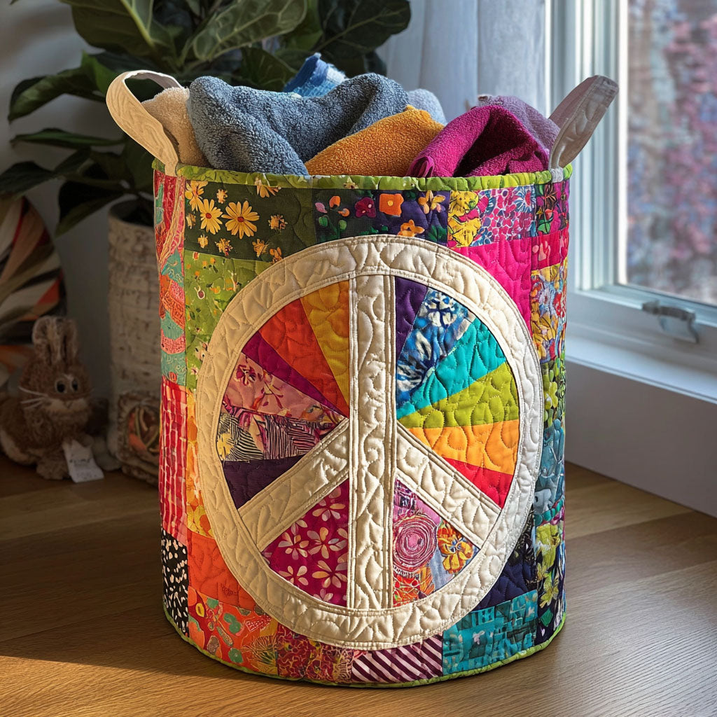 Peace in Pieces Quilted Laundry Basket
