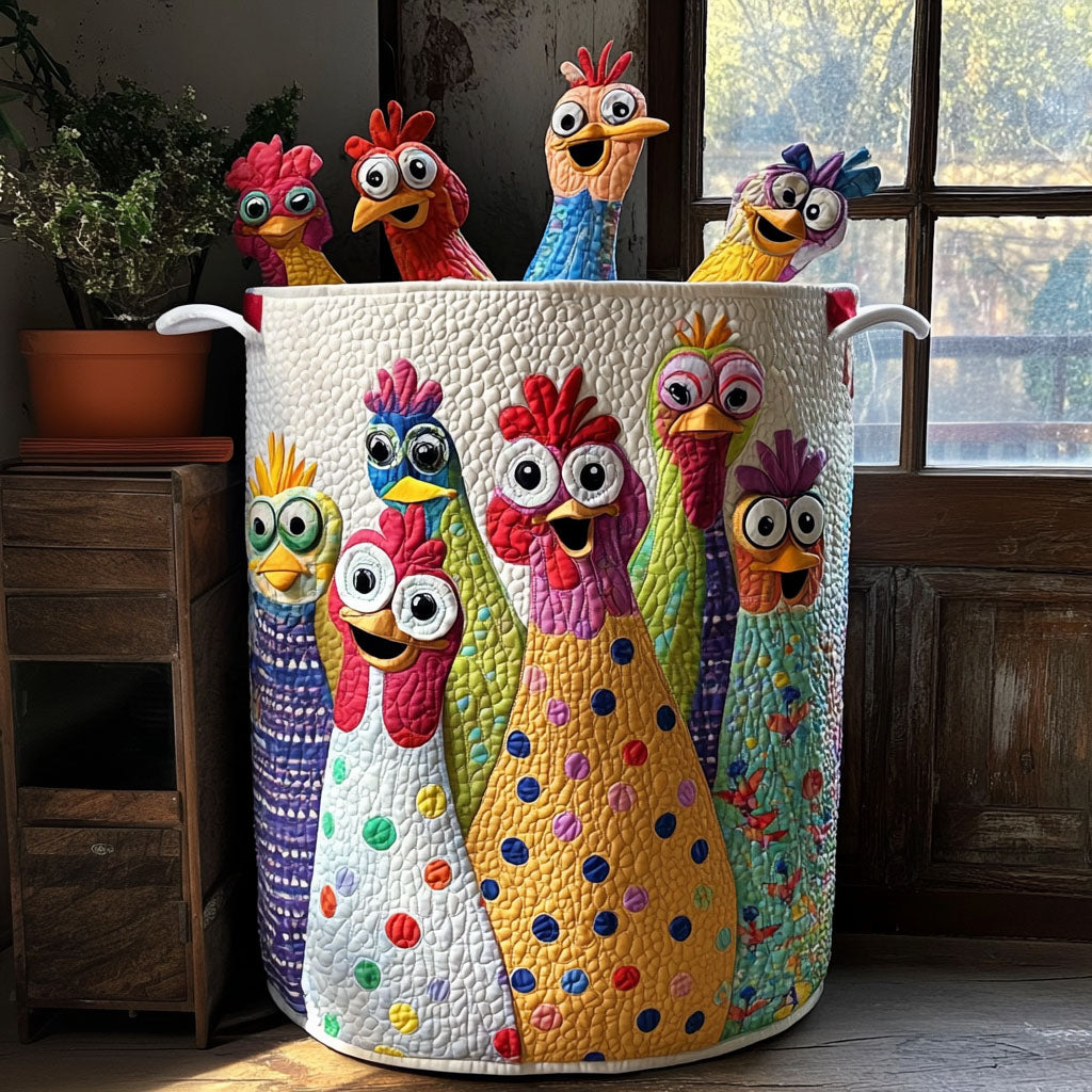 Poultry Parade Quilted Laundry Basket
