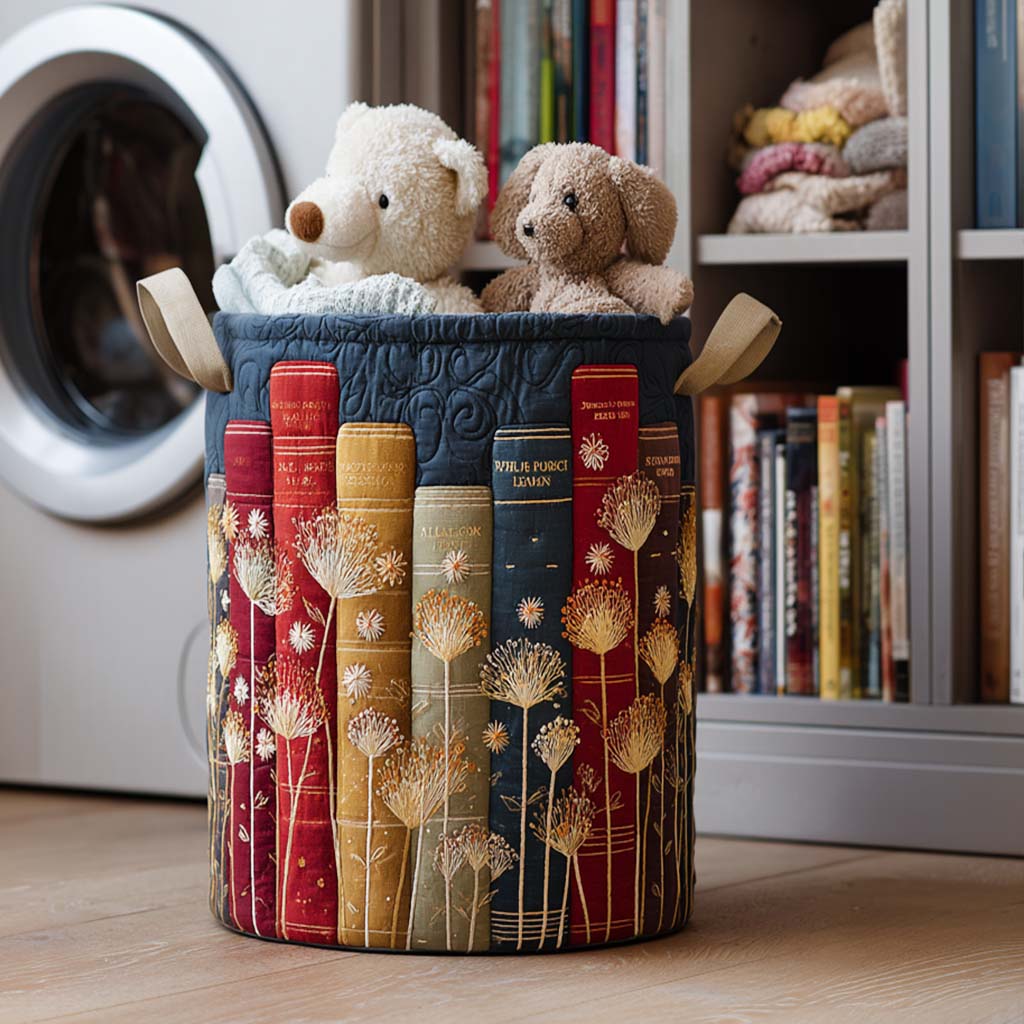 Read and Relax Quilted Laundry Basket