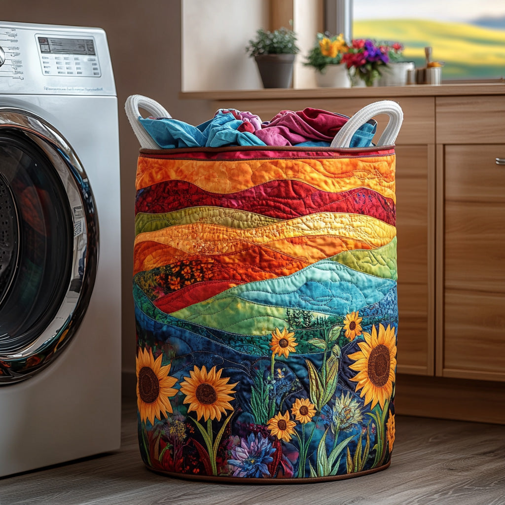 Sunshine Meadow Quilted Laundry Basket