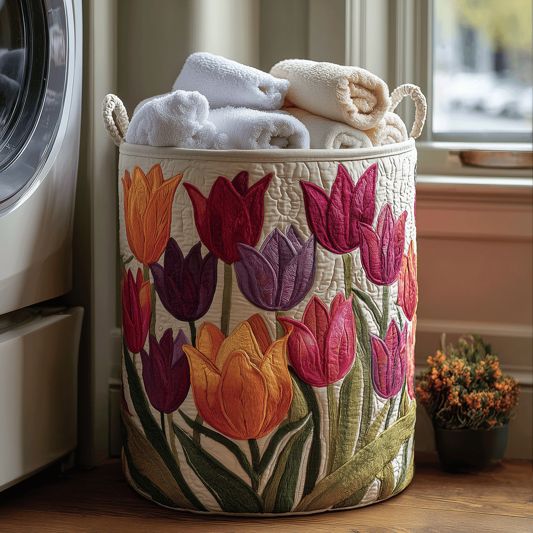 Tulip Joy Quilted Laundry Basket