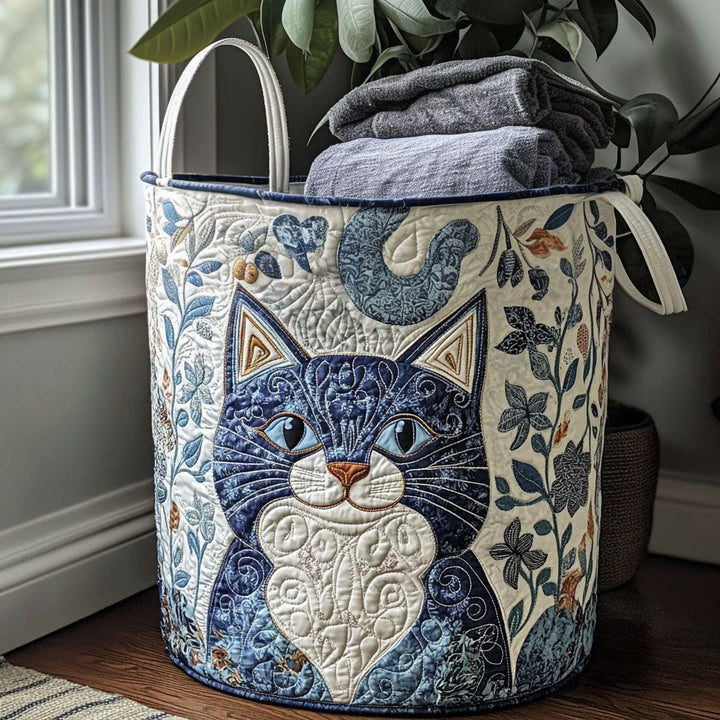 Cat Quilted Laundry Basket