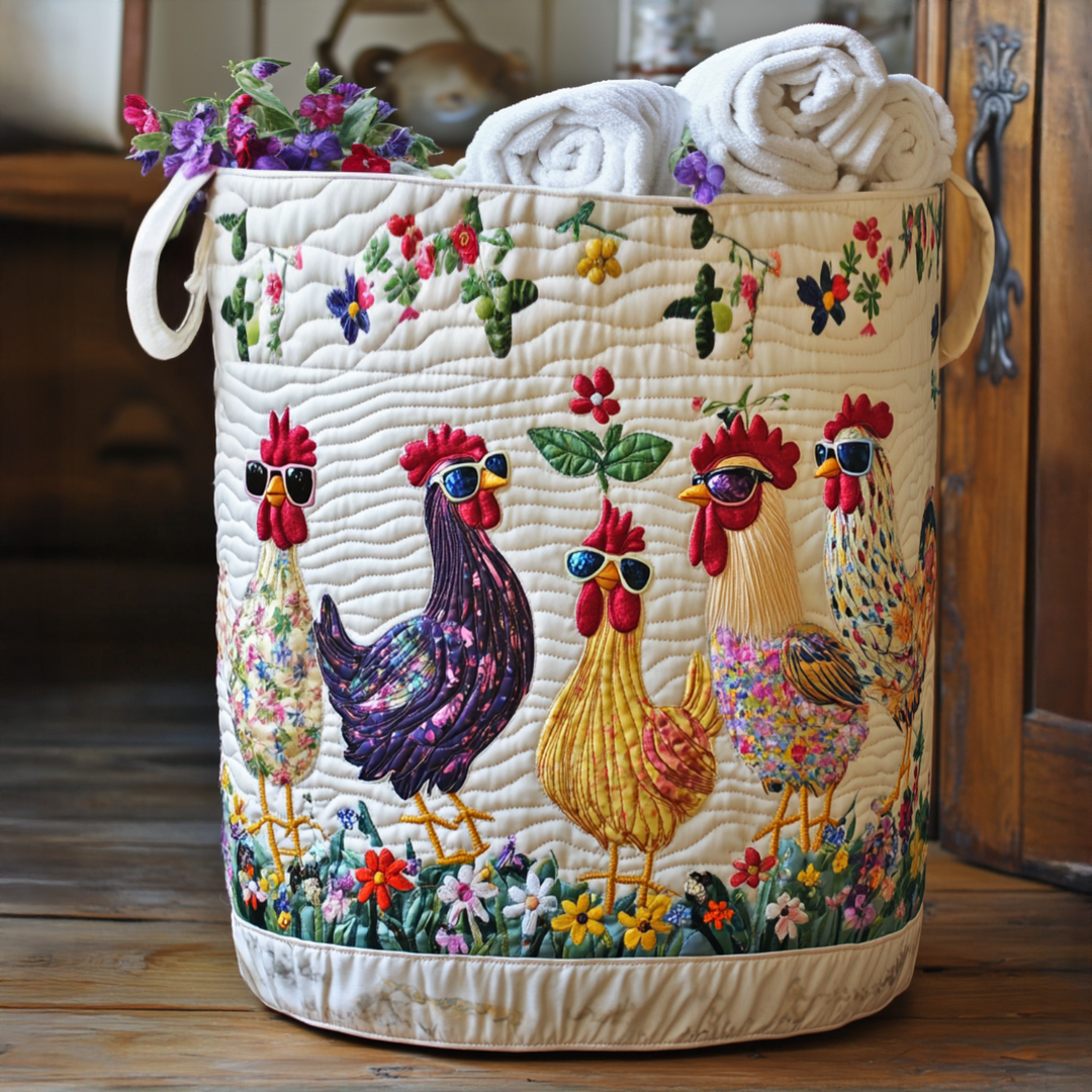 Vintage Hatchlings Quilted Laundry Basket