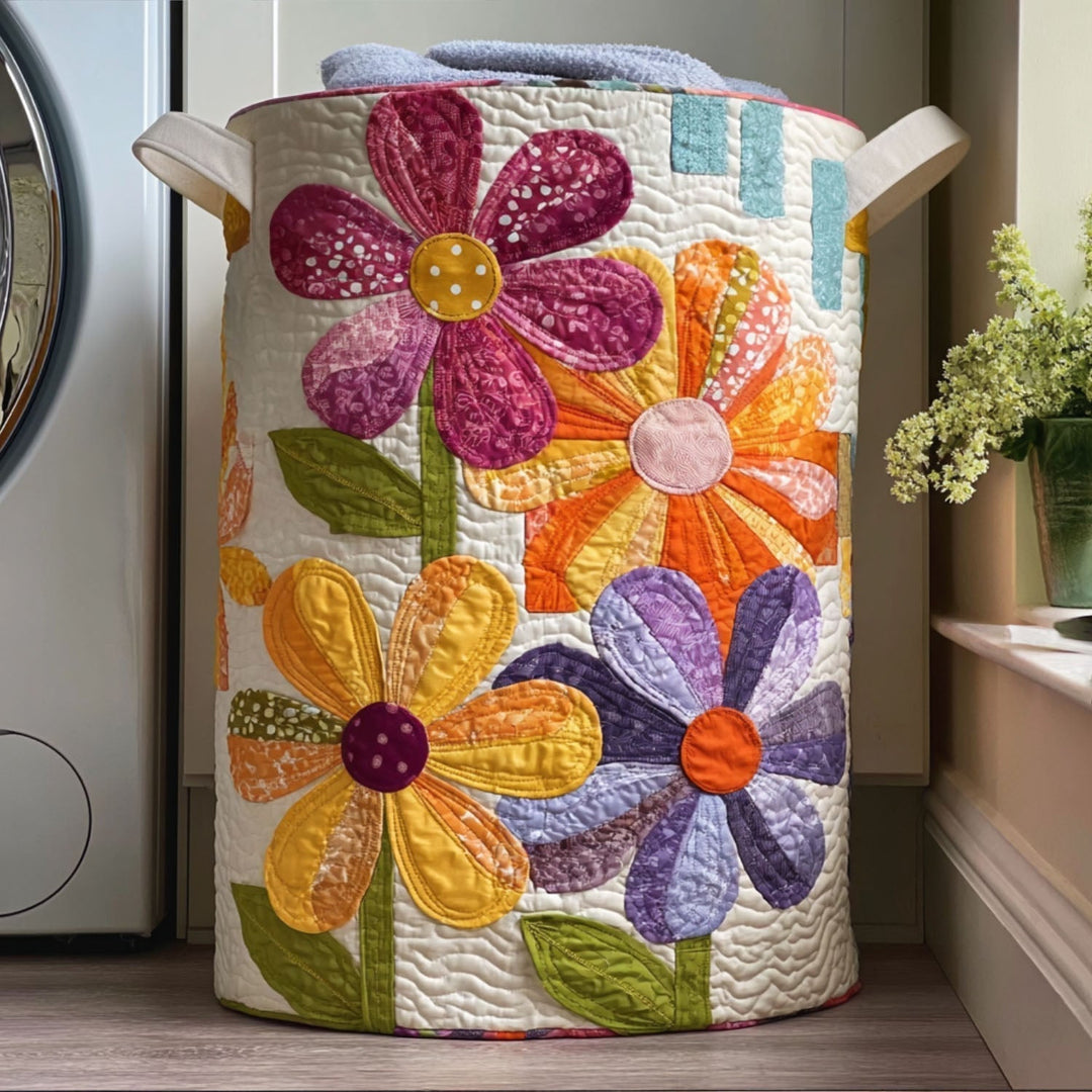 Wildflower Waltz Quilted Laundry Basket